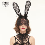 Bandeau gothique à oreilles de lapin avec voile 'Sixties Fever Dream'