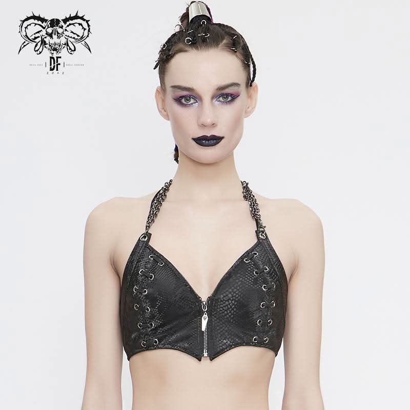Wt060 Snakeskin Pattern Breast Wrapped Sling Top