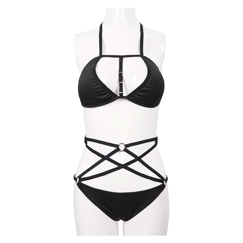 Sst009 Punk 4 Point Star Bikini Swimsuit Set