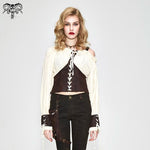 Vintage Asymmetrical Creamy White Steampunk Sexy Ladies Halterneck Slim Blouse