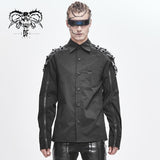 Cyberpunk Darkness Raglan Long Sleeve Men Shirts With Leather Loops