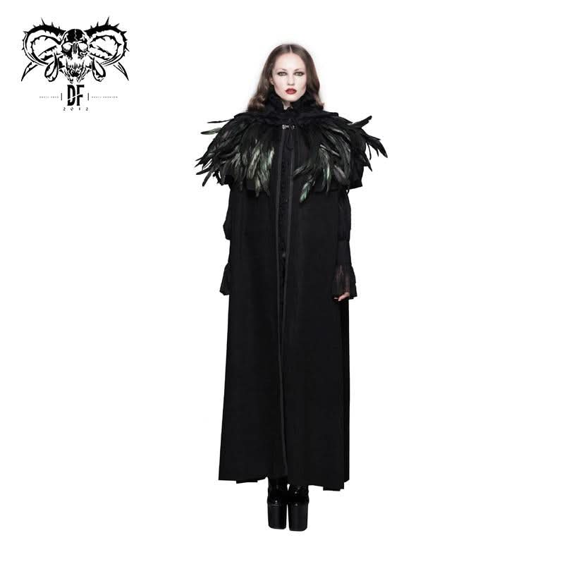 Hallowmas Christmas Festival Feather Woollen Hooded Gothic Big Cape For Women And Men