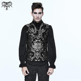 Gothic High Quality Western Fashion Black And Silver Palace Floral Men Short Waistcoats