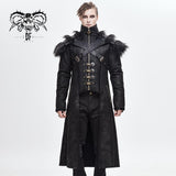 Short Front And Long Back Punk Fur Warm Men Coat With Detachable Cape Collar