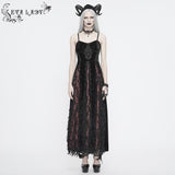 Eskt032 Burgundy Gothic Sling Dress