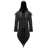 Movie Actor False Two Pieces Black Hooded Leather Long Coats For Men