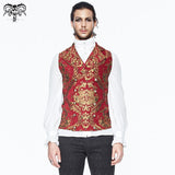 Devil Fashion Pirate Costume Gothic Patterned Red And Gold Men Short Fitted Waistcoats