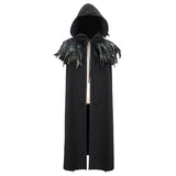 Hallowmas Christmas Festival Feather Woollen Hooded Gothic Big Cape For Women And Men