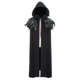 Hallowmas Christmas Festival Feather Woollen Hooded Gothic Big Cape For Women And Men