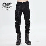 Devil Fashion Brand Punk Mecha Hand Painted Slim Black Men Trousers