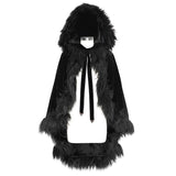 Gothic Velvet Long Fur Hooded Cloak