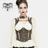 Coffee Steampunk Shapewear Sexy Women Lace Up Slim Waistcoats