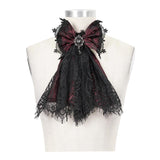 'Wednesday' Gothic Lace Bow Tie (Fire Brick)