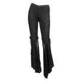 Summer Daily Wearing Paisley Dark Fringe Sexy Women Ninth Bell Bottoms Pants