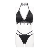 Sst010 Gothic Lace Halter Bikini Swimsuit Suit