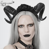 'Empire' Gothic Floral Headband with Horns