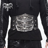 Punk Metallic Armor Silver Lace Up Men Leather Belts