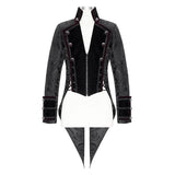Gorgeous Gothic Party Jacquard Floral Pattern Men Velveteen Swallowtail Coat