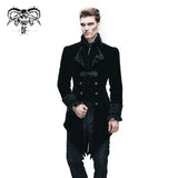 Western Fashion Gothic Embroidered Collar Black Men Velveteen Tuxedo