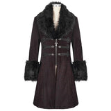 'Master Of Death' Gothic Fur Collar Coat (Wine)