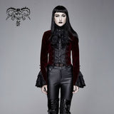 Autumn Red Women Gothic Party Paisley Jacquard Velvet Swallow Tailed Jackets