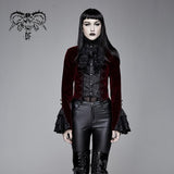 Autumn Red Women Gothic Party Paisley Jacquard Velvet Swallow Tailed Jackets