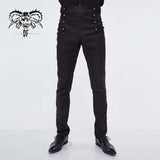 Gothic Wedding Men High Waist Slim Fit Jacquard Western Style Trousers