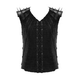 Summer Punk Rock Patchwork Unedged Distressed Men Vest