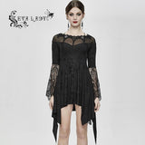 Party Horn Sleeves Off Shoulder Dark Fringe Stretchy Knitted Sexy Ladies Lace Dress