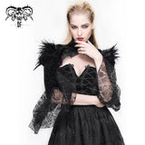 Lace Horn Sleeve Velveteen Feather Gothic Sexy Women Shawl