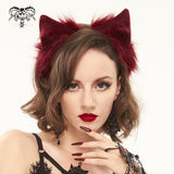 Bandeau oreilles de chat en peluche 'Neko' (Rubis)