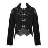 Men Black Fake Two Pieces Embroidered Jackets