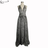 Punk Wedding Branch Embroidery Smoky Pattern Sexy Women Silk Chiffon Halter Dress