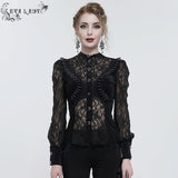 Iris' Gothic Fringed Mesh Shirt (Black)
