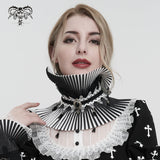 'Lead Powder' Gothic Pleated and Striped High Collar