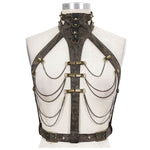 Steampunk Accessories Brown Women Distressed Body Harness With Chains