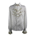 Gold Embroidered Bow Tie Ruffled Sleeves Jacquard White Gothic Men Shirts