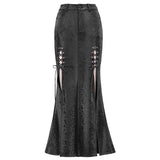 Skt124 Snakeskin Pattern Symmetrical Slit Skirt