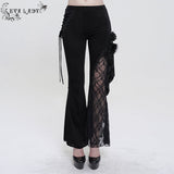 'Last Flight' Gothic Asymmetric Flared Pants (Black)