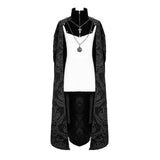 Chain Pendant Short Front And Long Back Black Men Long Gothic Cloak