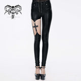 'Ceremonial Spell' Punk Hollow Out Elastic Leather Pants