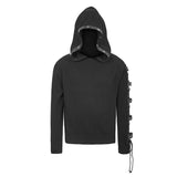 Darkness Asymmetrical Sleeves Designer Men Punk Hooded Sweater With Loops