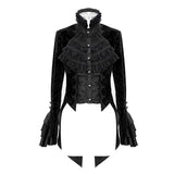 Gothic Lotus Leaf Corsage False Two Piece Women Gothic Swallow Tailed Coats