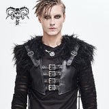 'Hallowmas Darkness' Punk Leather Vest with Fur