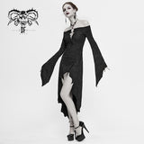 'Elf Witch' Gothic Pleated Off-Shoulder Dress