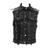 Devil Fashion Punk Heavy Metal Hand Painted Faded Effect Men Printing Waistcoats