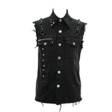 Summer Worn Out Metallic Bullet Clip Black Punk Rock Sleeveless Men Shirts