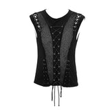 Coarse Grain Woolen Tied With Rope Cotton Punk Men Vest