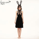 Seductress' Gothic Velvet Halterneck Lingerie