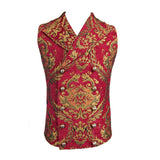 Devil Fashion Pirate Costume Gothic Patterned Red And Gold Men Short Fitted Waistcoats